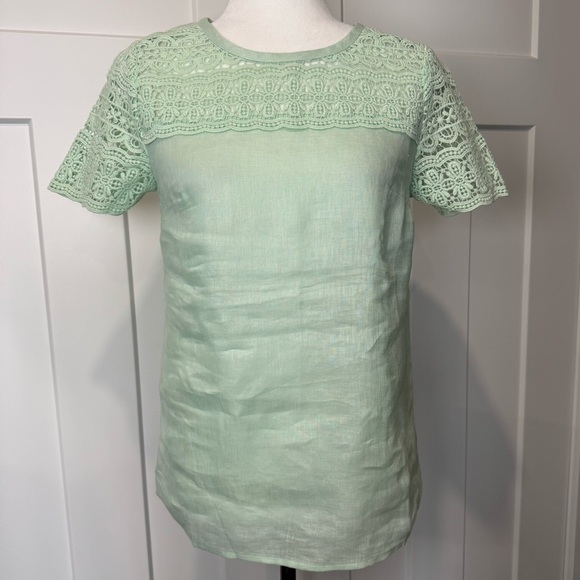 J. Crew Linen & Lace Short Sleeve - Picture 1 of 6